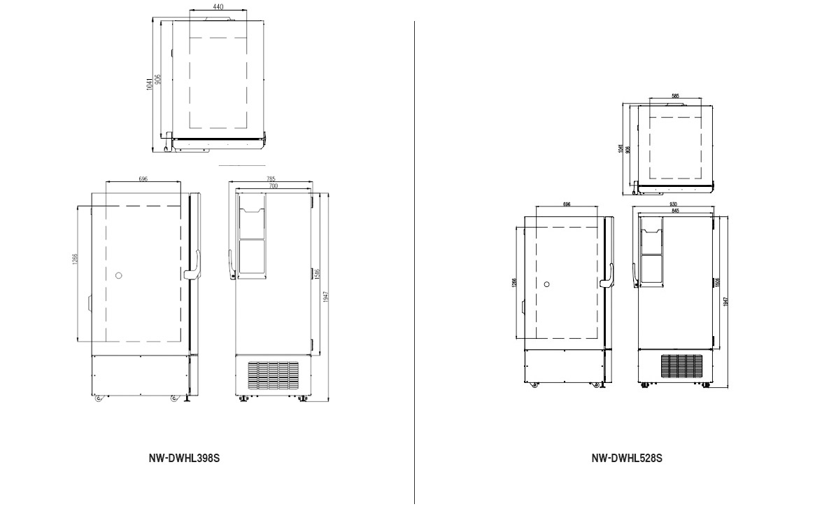 Dimensions | NW-DWHL398S Laboratory & Medical Refrigerators And Freezers