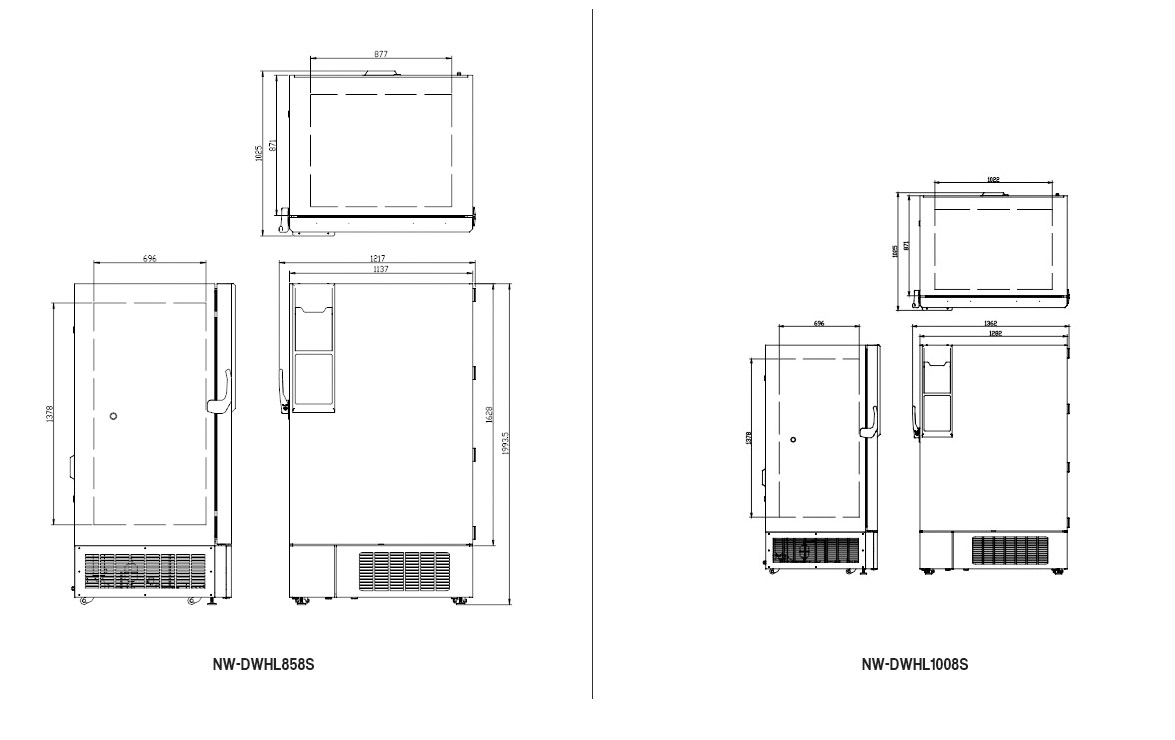 Dimensions | NW-DWHL398S Laboratory & Medical Refrigerators And Freezers